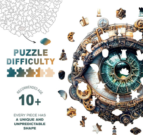 11.4 11.4in 190pcs Wooden Puzzles for Adults - Mechanical Eyes Wooden Jigsaw Puzzle, Unique Animal Shaped Wood Puzzles