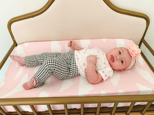 BaeBae Goods 4 Pack Premium Baby Changing Pad Covers Girl Pure Cotton Machine Washable Pink and White Changing Table