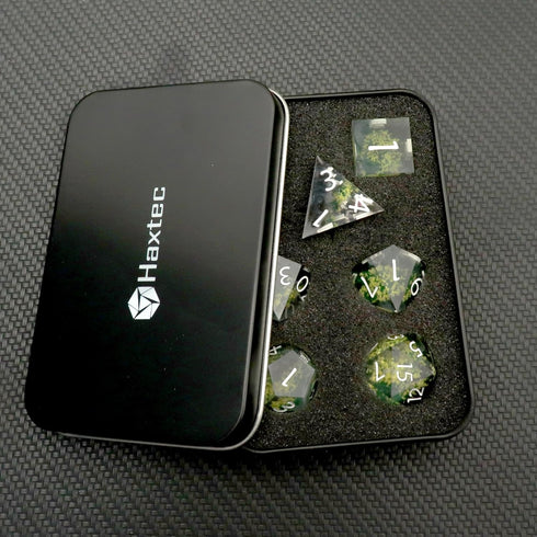 Haxtec DND Dice Set, Sharp Edge Resin Dice Set with Case, Polyhedral D&D Dice for Dungeons and Dragons Gift