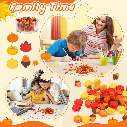 JUNEBRUSHS Fall Mini Erasers, 150Pcs Cute Thanksgiving Pencil Erasers for Kids, Bulk Maple Leaf Novelty Stationery