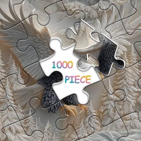 pazzocenter 1000 The Carved Eagle Jigsaw Puzzle Pieces, Majestic Bald Eagle Bird Puzzles for Adults,White Forest Art
