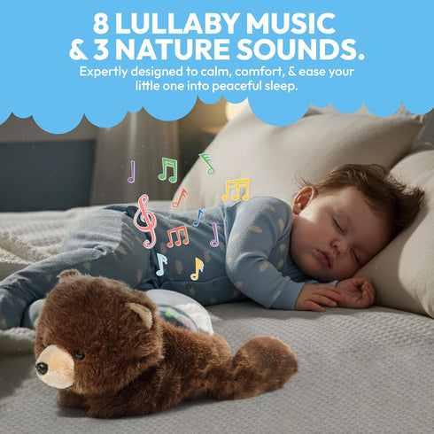Sound Sleepers Bear Stuffed Animal Night Light & Baby Night Light Projector with Soothing Music | Plush Toddler Night