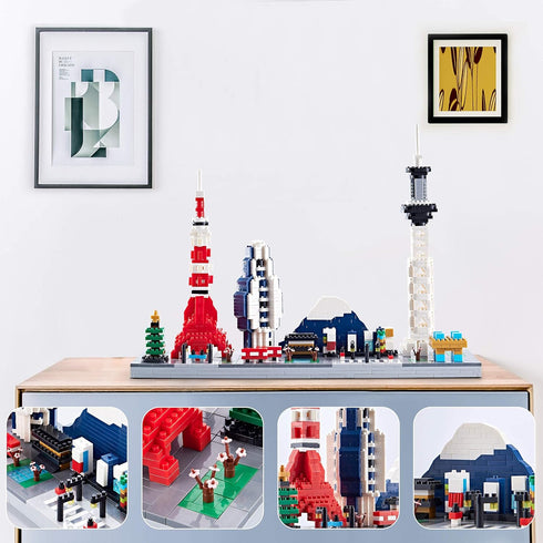 Japan Tokyo Skylines Architecture Micro Building Sets, Famous Landmark Collection Mini Blocks Kit for Adults, 1880