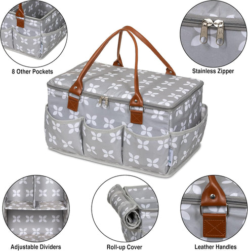 Moteph Extra Large Diaper Caddy, Craft, Toy Organizer with Zip-Top Cover with Waterproof Wet/Dry Bag - Perfect for Baby