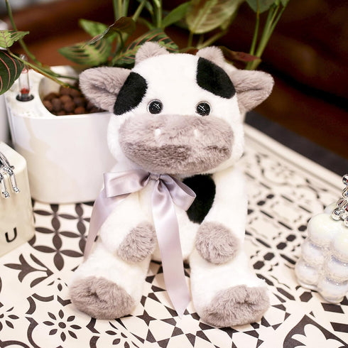 uoozii Warmable Cow Stuffed Animal - 12" Microwavable Unscented Weighted Plush, Coolable & Heatable Gift
