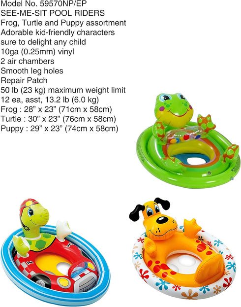 3-4 Intex Inflatable See Me Sit Pool Ride for Age (Colors/Styles Vary)