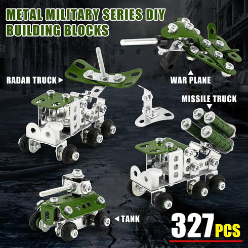 Building Toys for Boys Age 8-12, Erector Sets 4 Mini Army Vehicles Model, DIY Educational Birthday Gifts for Kids