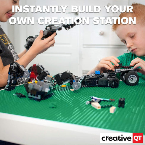 Creative QT MakerBase Green, 4 Pack, 10”x10” Peel-and-Stick Toy Building Blocks Baseplates