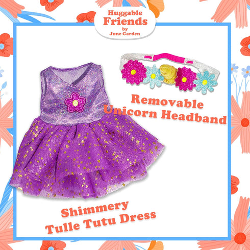 June Garden 14" Ballerina Rag Doll Ella, Plush Soft Doll for Little Girls in Purple Dress