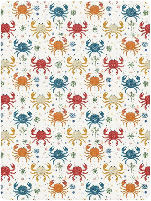 miaozhen 1 Pack 52x28 Cotton Baby Crib Sheets Comfy Breathable Rainbow Playful Crab Colorful Toddler Mattress Sheet