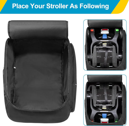 Car Seat Stroller Travel Bag for Doona - Padded Backpack with 8mm Pearl Cotton, Black