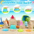 Set 3-10 Collapsible Beach Toys for Kids Toddlers, Foldable Sand Bucket and Shovels with Mesh Bag & Sand Castle