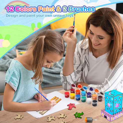 Poraxy 4 in 1 STEM Kits for Kids Ages 8-12 - 3D Wooden Puzzles, Science Project Model Craft Building Kits