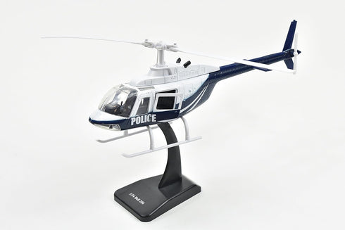 NewRay 206 1/34 Bell Helicopter Dark Blue and White Police Sky Pilot Series Diecast Model by New Ray