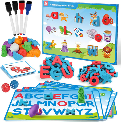 Coogam Preschool Alphabet Learning Activities, Magnetic EVA Letters Matching & Handwriting Game,