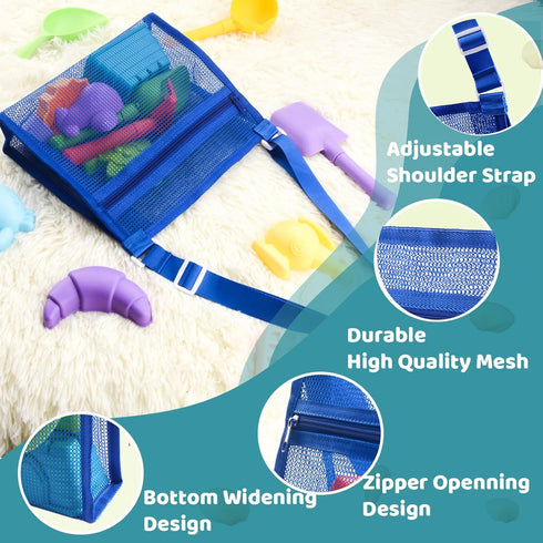 MUYIZI Beach Mesh Shovel with Mesh Beach Bag for Shell Collecting, Kids Sand Sifter for The Beaches,Shell Scooper