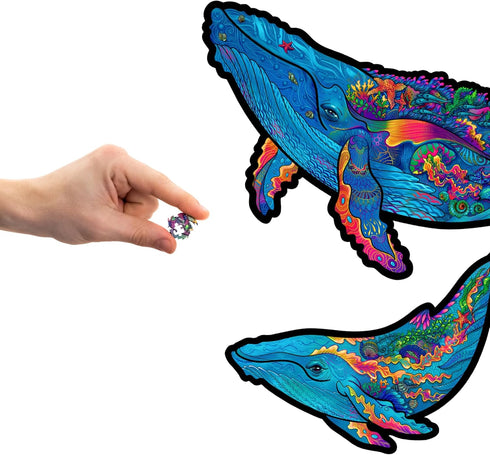 UNIDRAGON Original Wooden Jigsaw Puzzles - Milky Whales, 172 Pieces, Medium Size, Unique Gift Package
