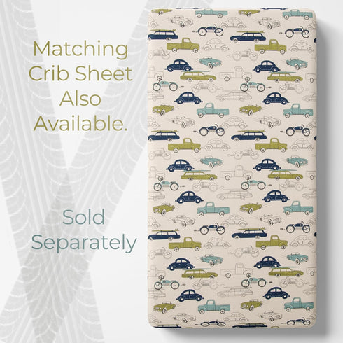 Glenna Jean Cotton Baby Diaper Changing Pad Cover Cars Trucks Motorcycles Racing Automobiles Boys Girls Nursery Blue