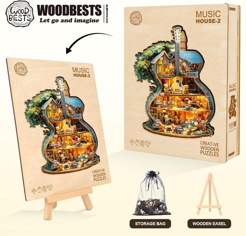 (70 8.5 7in) WOODBESTS Wooden Puzzles for Adults Piece, S, * Music House Wood Puzzle Adult, Unique Wooden Animal Jigsaw