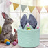 Easter Bunny Basket Seersucker Egg Bags for Kids, Personalized Candy Rabbit Print Buckets with Fluffy Tail