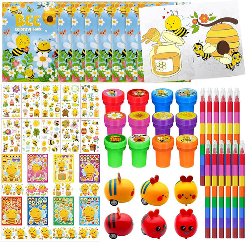 Cinrobiye 72Pcs Bee Coloring Book with Crayons Bulk,Honey Party Favors Goodie Bags