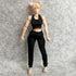 1/12 Scale Figure Clothes - Vest T-shirt + Pocket Pants for 1:12 6inch Female TBL Action Figure Doll (Black)