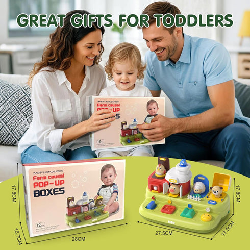 Yalujumb 1 1-3, 1 Interactive Pop Farm Animal Up Toys With Music Sounds,Cause and Effect Pop Up Toy for year