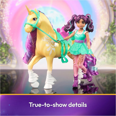 Unicorn Academy, Ava & Leaf Set with 2 Riding Accessories & Hair Styling Tool, Dolls & Unicorn Toys for Girls