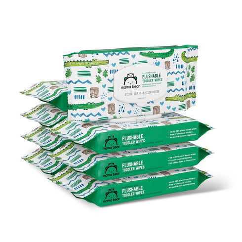 Amazon Brand - Mama Bear Flushable Toddler Toilet Wipes, Unscented, Formulated without