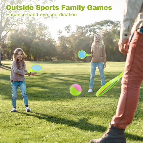 Set 3+ Sets Summer Toss and Catch Game for Kids: Toss and Catch Ball - Outdoor Catching Balls Paddle Toys for Ages