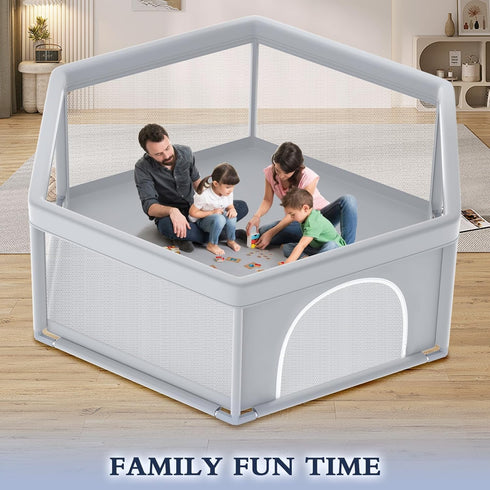 65x65 Inch XVISHX Hexagonal Baby Playpen, Playpen for Babies and Toddlers, Baby Play Pen Playard for Indoor & Outdoor