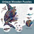 500 17.3 17.4 Inches Delobil Wooden Puzzles for Adults, Shark Jigsaw Puzzles Pieces, Unique Shape Puzzles with Wooden