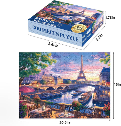 300 Piece Puzzle for Adults - Blooming Paris | Recycled Cardboard Jigsaw Puzzles | Great Gift Idea