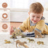 Toymany 7PCS Jaguars Figurines with Jaguars Cub and Tree Trunk, Realistic Jungle Animals Family Playset