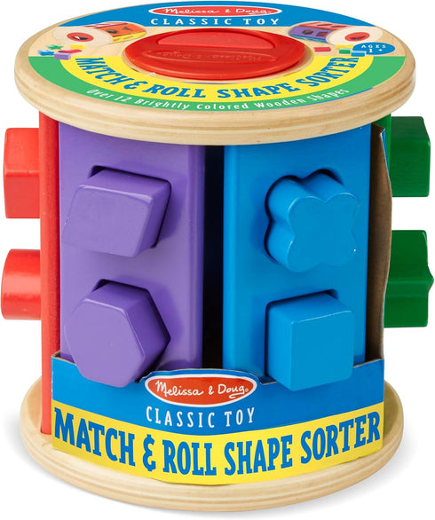 Melissa & Doug Match and Roll Shape Sorter | Classic Wooden Toy for Kids