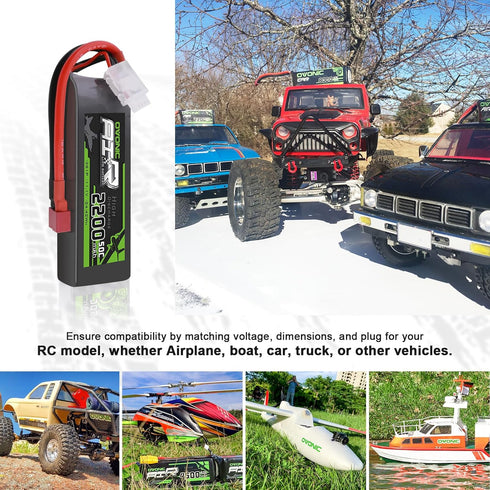 OVONIC 3S 50C 2200mAh 11.1V Lipo Battery Lipo Battery with Dean-Style T Connector for RC Airplane Helicopter Quadcopter