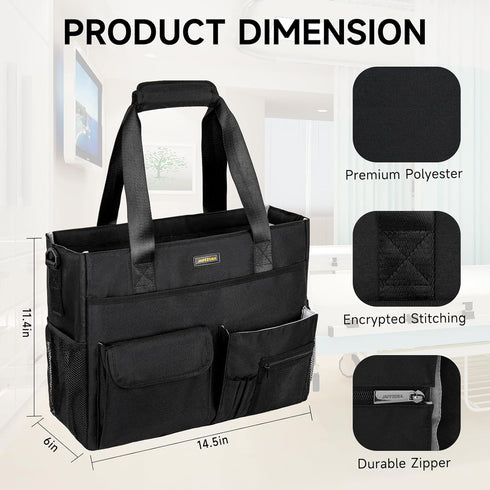 Jaffzora Nurse Tote Bag for Work with Padded Laptop Sleeve, Large Clinical Bag for Nursing Students, Nursing Essentials
