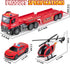 3 4 5 6 22" Fire Truck Toys for Toddler Boy Year Old, Carrier Truck Toy with Racing Car and Helicopter, Big Firetruck