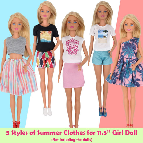 EuTengHao 78Pcs Doll Clothes and Accessories for 11.5 Inch Girl and 12 Inch Boy Dolls, Summer Style Outfits