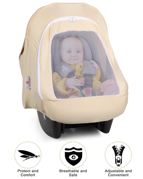 Metplus 2-in-1 Baby Car Seat Cover, Multi Use Cover for Baby Canopy with Privacy Sun Shade