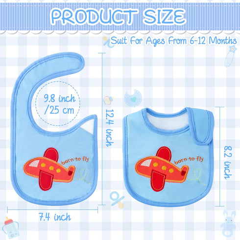 7Pcs Cotton Waterproof Baby Bibs Hook Loop Closure Newborn Babies Bib Keepsake Baby Gift for Drooling Feeding Eating