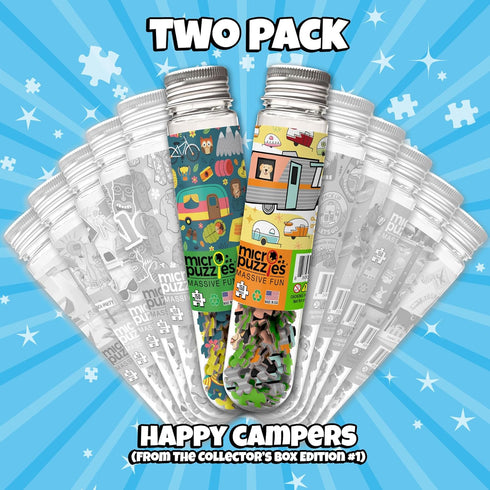 MicroPuzzles “Happy Campers” 2-Pack - Mini 150 Piece Puzzles for Adults and Teens