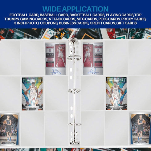 PERFORMORE 9-Pocket Trading Card Binder Sleeves, 3 Ring Binders, Plastic Top Loader Pages (25 Pack)