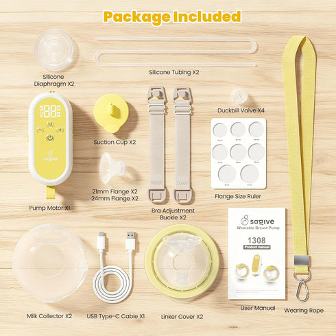 ABP-1308 3 9 (21/24mm Hands Free Breast Pump | SPA-Level Comfort Wearable Breastfeeding Pump Modes & Levels, Low-Noise