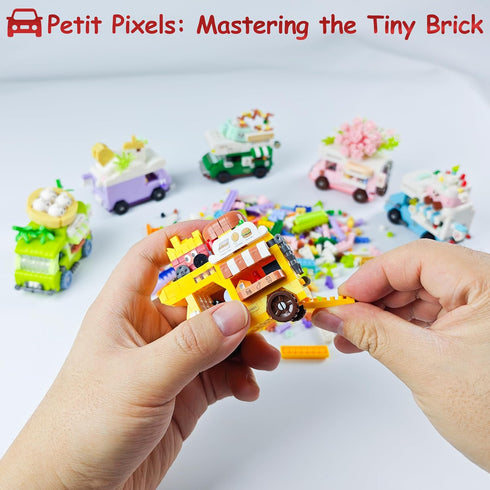 Jollcnoia Set Asian Food Truck Mini Gourmet Travel RV Car Micro Building Toy Little Cute Truck Mobile Van Stand Fun