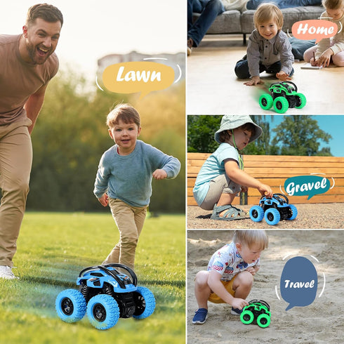 GUIGUZHJ 2 Pack 3 4 5 6 3-6, 360 Car Toys for Year Old Boy Girl, Push and Go Cars Toys for Toddler Age Monster Trucks