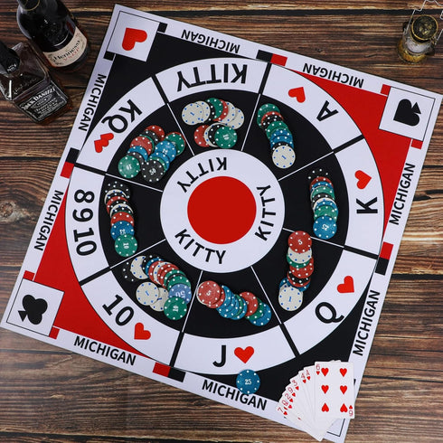 Rummy Set Rummy,Hearts 2 200 Michigan Board Game Tripoley Game Felt Mat Foldable Family Original Combination of Joker