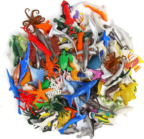 80 Pieces Sea Creatures Toys for Kids, Assorted Vinyl Plastic Ocean Animals for Party Favors and Educational Goodie Bags