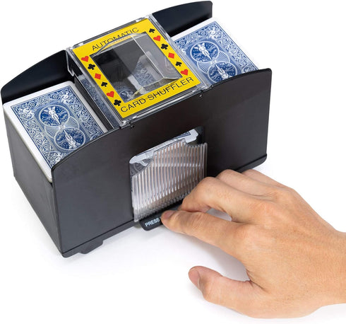 WYZworks 4 Deck Casino Automatic Card Shuffler - Battery Operated Electric Mixer for Family and Party Games
