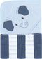 Hudson Baby Unisex Baby Hooded Towel and Five Washcloths, Blue Elephant, One